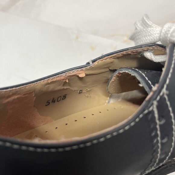 Kesco Navy Blue Lace-up Saddle Oxford Shoes Uniform School Womens Size 5 1/2 - Picture 12 of 16